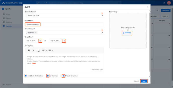 Add and manage event2