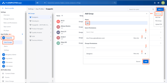 Add and manage group1