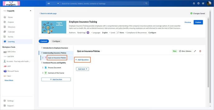 Add and manage questions in quiz1-1