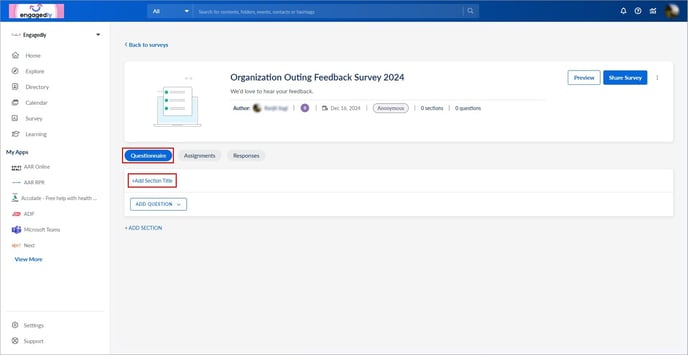 Add and manage section and question1