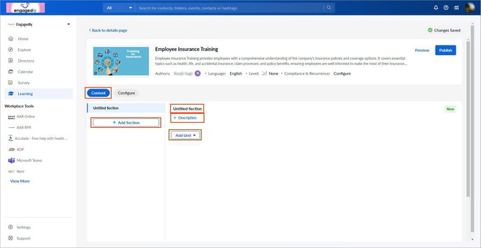 Add and manage section and unit1-1