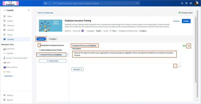 Add and manage section and unit2-1