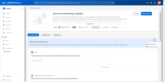 Add and manage sections and questions3-2