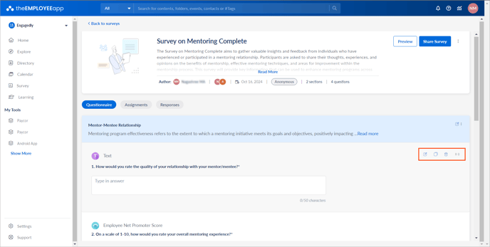 Add and manage sections and questions4-2