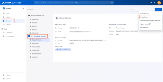 Create and manage contact1