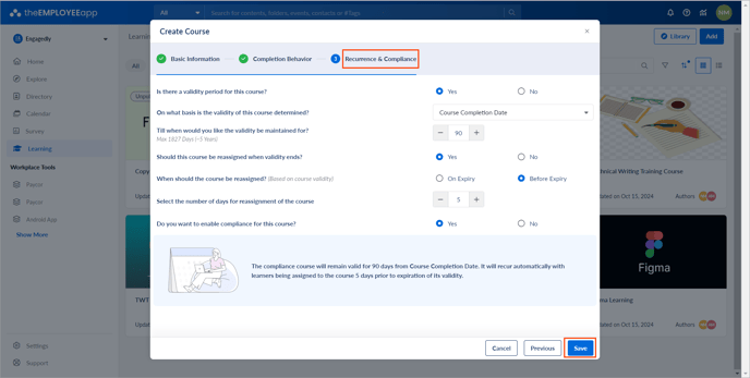 Enable course validity, recurrence, and compliance2-2