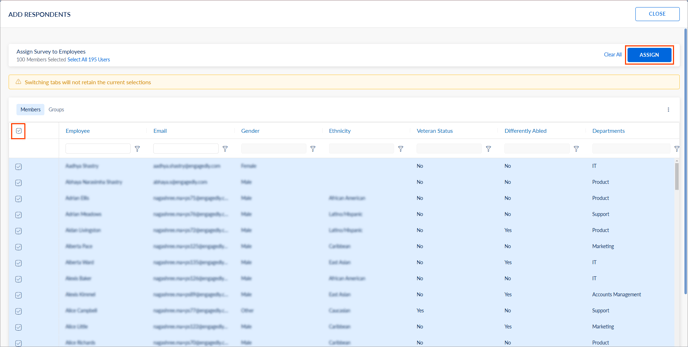 Manage respondents in ES2-1