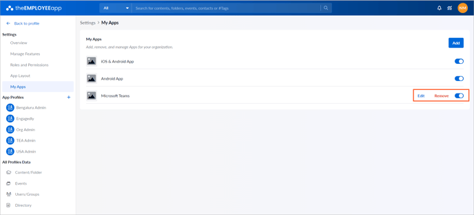 Overview of the settings7