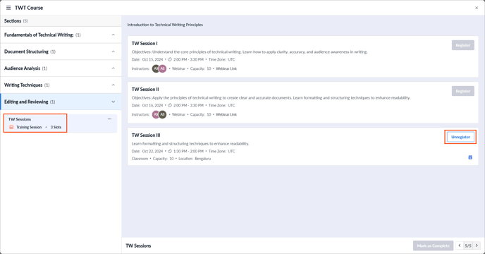 Register for a training session2