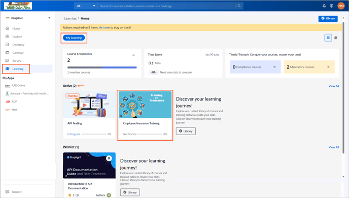 Start an assigned learning1