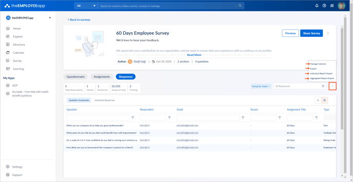 View and export survey responses3